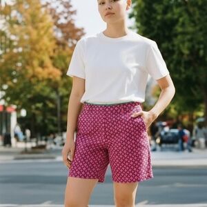 Crown and Ivy Pink and Black Patterned Bermuda  Shorts Size 16